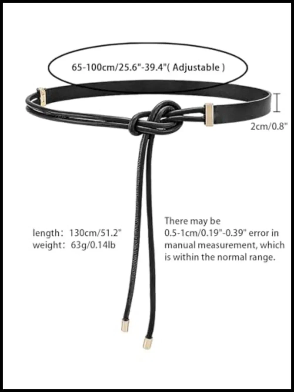 Women Knotted Waist Belt PU Leather Skinny Belts for Dresses Adjustable